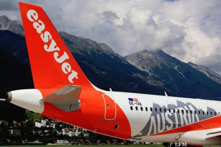 Airbus von easyJet mit OE in Innsbruck