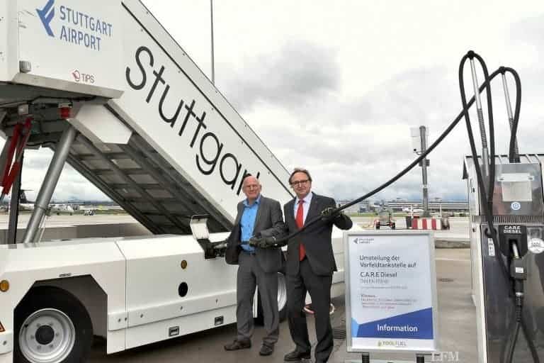 Flughafenfahrzeuge in Stuttgart tanken synthetischen Diesel