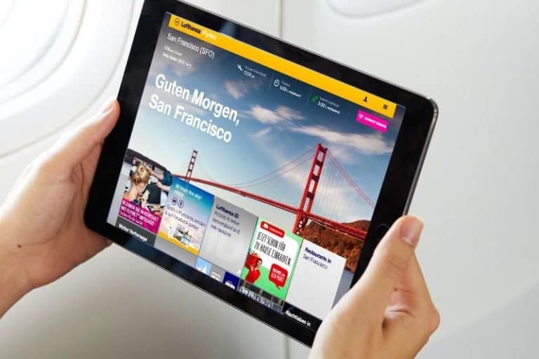 Online-Einkauf aus dem Langstreckenflug