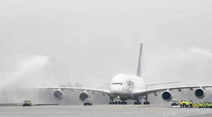 A380 der Lufthansa in München angekommen