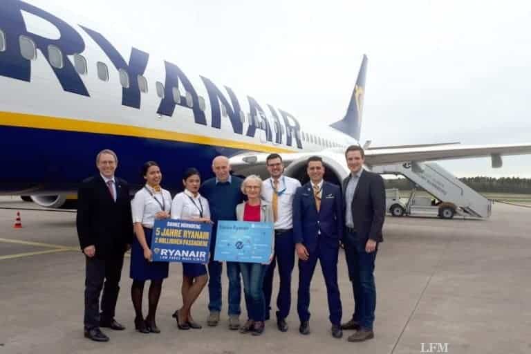 Ryanair feiert 2.000.000 Passagiere in Nürnberg