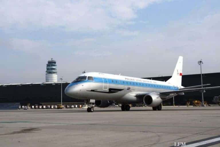 Embraer 175 im Retro-Look der LOT im Einsatz nach Wien