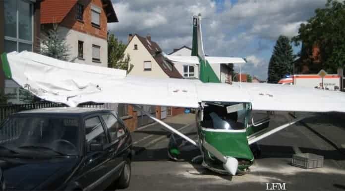 Notlandung einer Cessna in Stockstadt