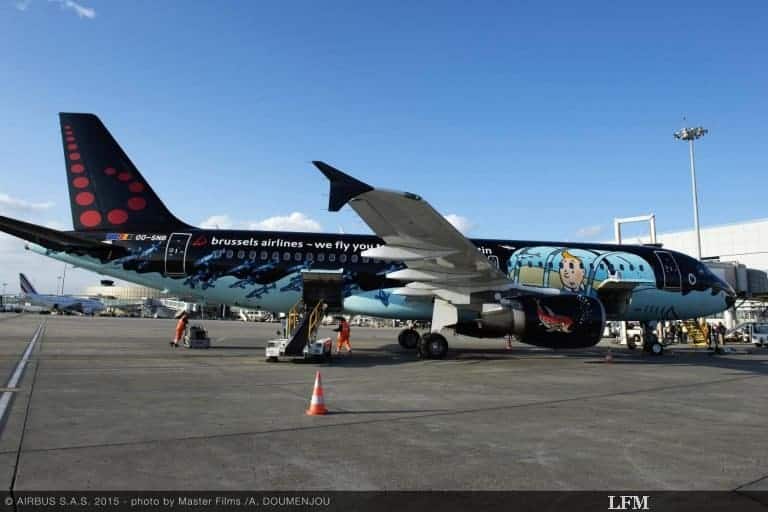 Tim und Struppi als Flugzeug-Motiv: Airbus A320 in Toulouse