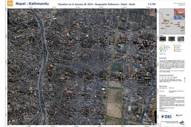 Hochauflösende Luftbilder für Helfer in Kathmandu