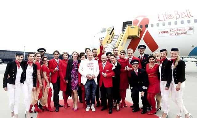 Life Ball-Gäste landen mit Flug OS 1088 aus New York in Wien