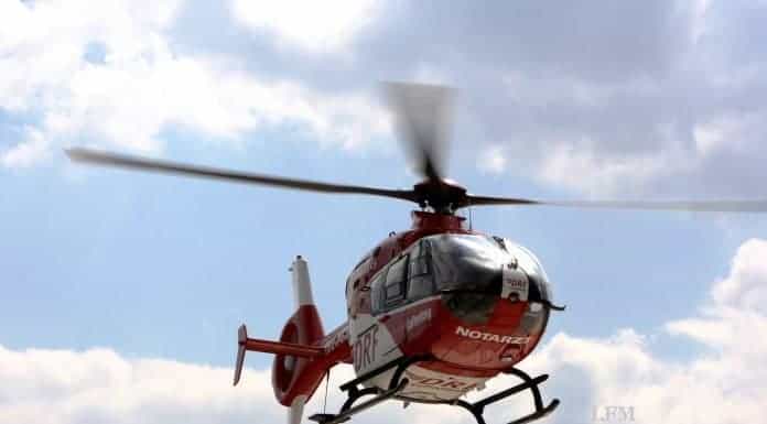 DRF Hubschrauber heben von Angermünde ab