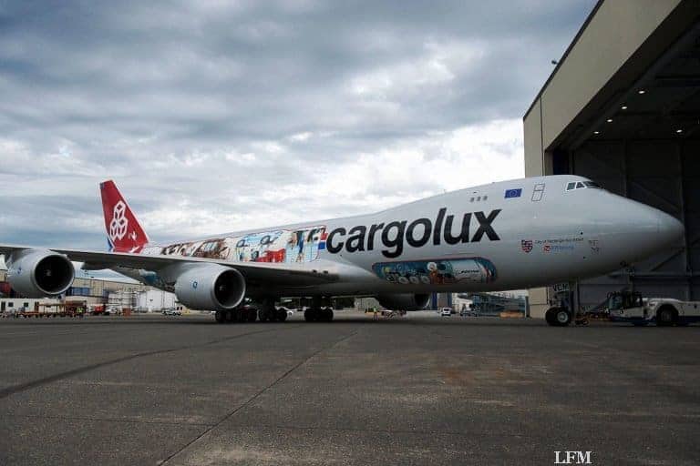 Boeing 747-8F von Cargolux mit Jubiläumsmotiv