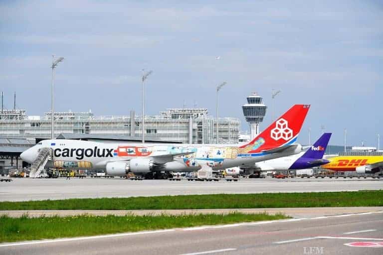 Cargolux Jubiläumsflugzeug am Flughafen München