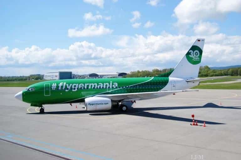 Jubiläumsflugzeug der Germania am Bodensee