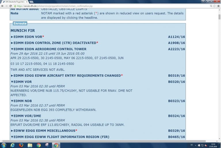 NOTAM: PIB für Piloten übersichtlicher