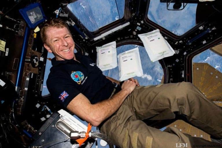 Astronaut Tim Peake nach der Landung im EAC in Köln