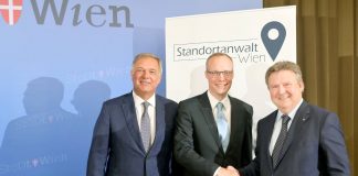 V.l.n.r.: Wirtschaftskammer-Wien-Präsident Walter Ruck, Wiener Standortanwalt Alexander Biach, Wiens Bürgermeister Michael Ludwig