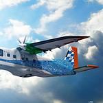 Electric Flight Demonstrator (grafische Darstellung): Während bisher nur batterie-elektrisch angetriebene Kleinflugzeuge in Betrieb sind und sich hybrid-elektrische Kleinflugzeuge in der Flugerprobung befinden, hat das DLR gemeinsam mit Siemens, MTU Aero Engines und Ruag Aviation eine Machbarkeitsstudie für ein 19-sitziges Testflugzeug auf Basis einer Dornier Do-228 erstellt. Die Studie zeigt gute Erfolgschancen für den Umbau und die Erprobung eines nationalen Electric Flight Demonstrator, der über ein vollwertiges elektrisches Antriebssystem in der 500-Kilowatt-Leistungsklasse in den Ausbaustufen batterie-elektrischer Betrieb und hybrid-elektrischer Betrieb mit zusätzlichem Gasturbinengenerator verfügt.