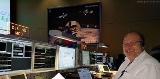 EDRS-Kontrollraum: Ralf Faller, EDRS Mission Operations Director, im Kontrollraum des GSOC. Dort überblickt er den Betrieb des Bodensegments des Kommunikationssatelliten.