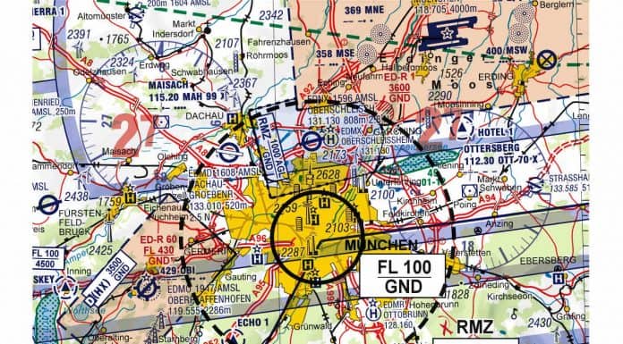 Oktoberfest: Luftraum beschränkt „ED-R München“ + RMZ Kartendarstellung des Beschränkungsgebietes und der RMZ