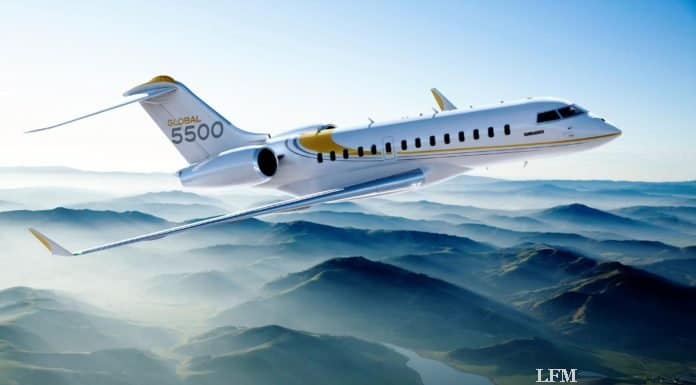 Bombardier Business Jet Global 5500 erhöht Reichweite