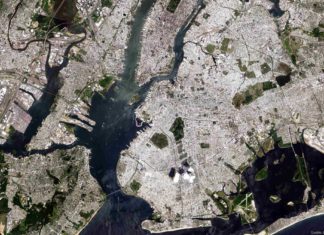 New York City, aus dem Weltall gesehen