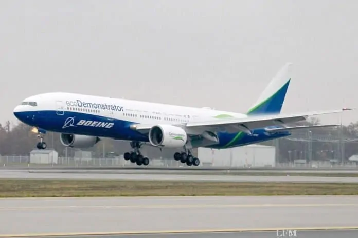 Boeing 777 ecoDemonstrator aus Seattle zu Besuch in Frankfurt