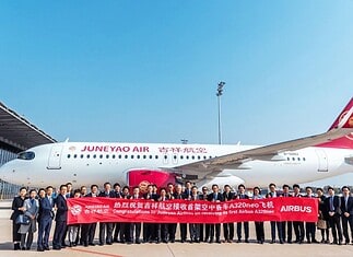 Airbus A320neo der Juneyao fliegt mit Recaro