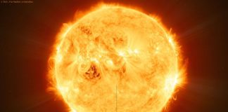 Künstlerische Darstellung der Sonde auf ihrem solaren Zielorbit: Die Sonde Solar Orbiter soll die Heliosphäre erkunden. Mindestens sieben Jahre lang soll die Sonde die Sonne auf einer elliptischen Bahn umrunden und auch Detailaufnahmen von deren Polarregionen liefern.