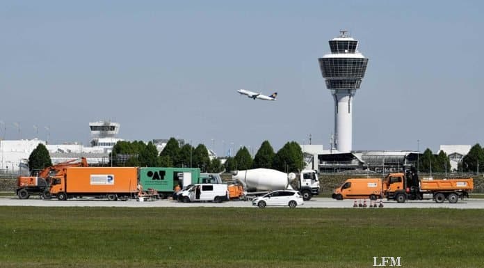 Flughafen München sperrt Nordbahn Flughafen München, nördliche Start- und Landebahn saniert