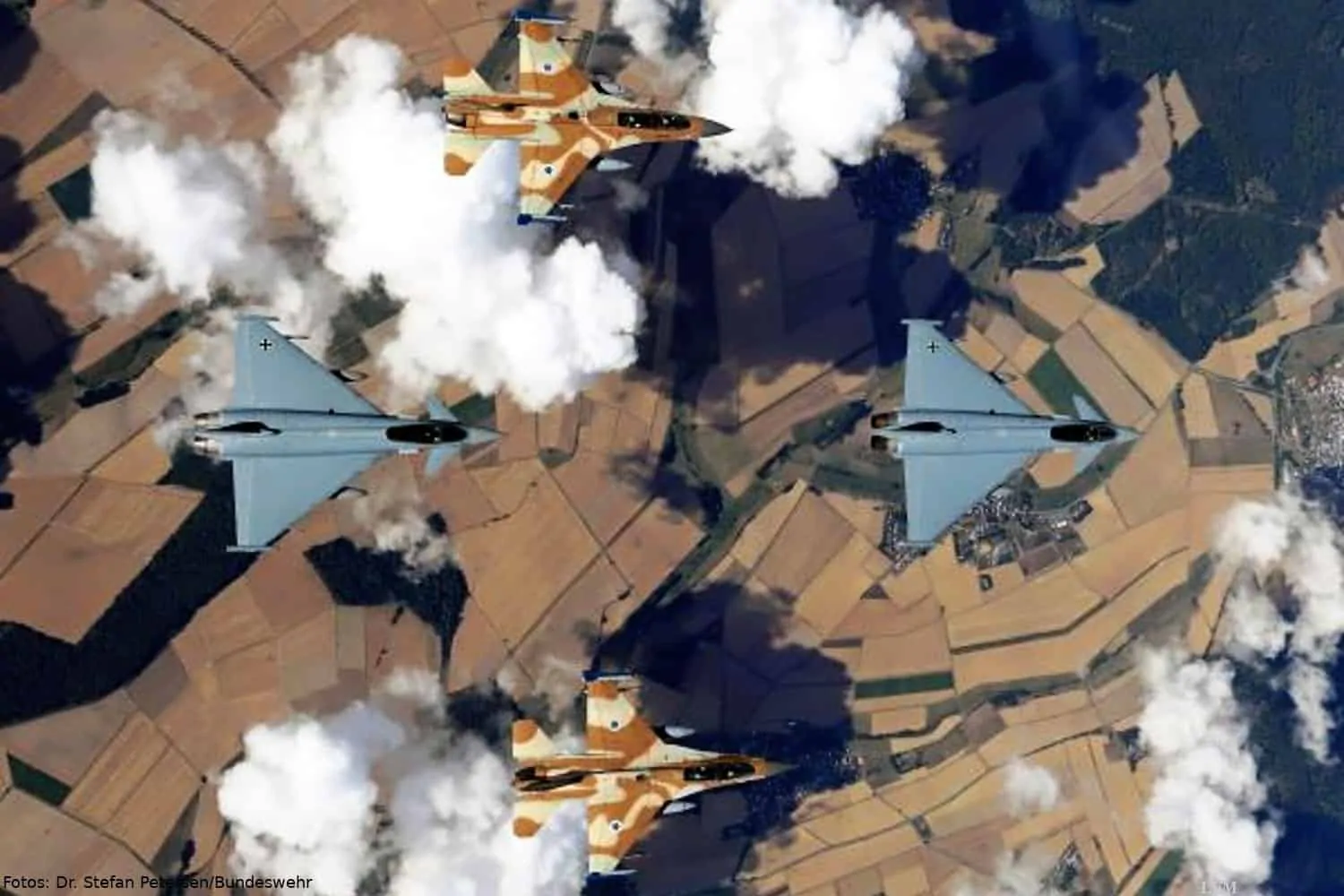Bundeswehr Eurofighter und F-16 Israels über Deutschland