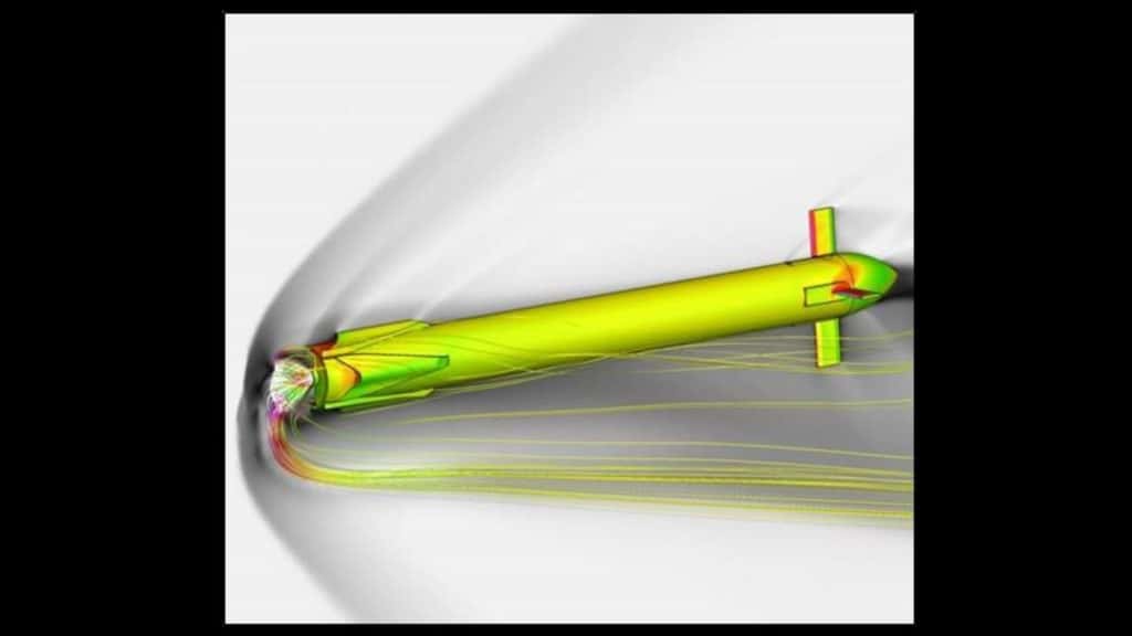 CFD-Be­rech­nung zur Be­wer­tung des Mas­sen­stroms um das Raum­fahr­zeug wäh­rend des Re­tro­pro­pul­si­ons-Boosts