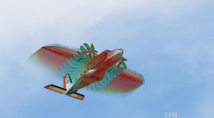 Fluglärmmessung synchron am Boden und im Flugzeug Überblendung von Überflug des DLR-Forschungsflugzeug
