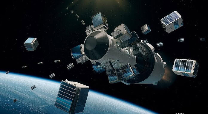 Kleinsatellit SOMP2b testet neue Technologien im Weltall Aussetzen der Kleinsatelliten im Weltall