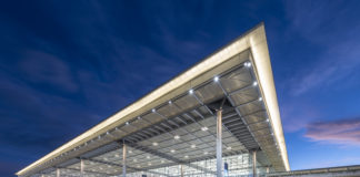 Berlin Brandenburg Airport Willy Brandt (BER) at night