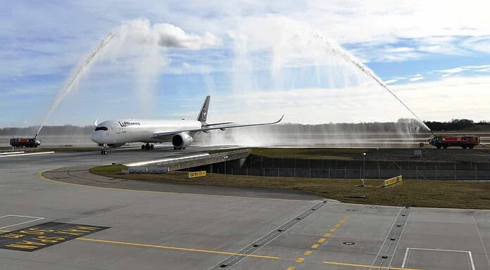 Rekordflug der Lufthansa A350 endet am Flughafen München Lufthansa A350 Rekordflug