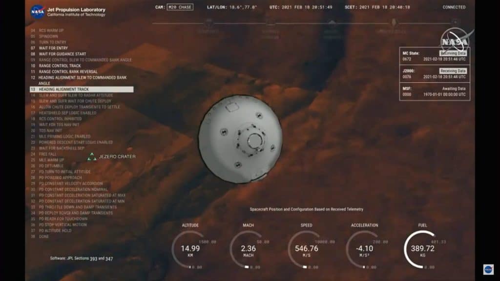 Landung des Rovers Perseverance der NASA auf dem Mars