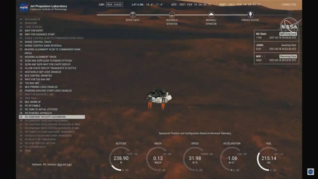 Landung des Rovers Perseverance der NASA auf dem Mars