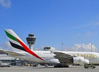 Emirates A380 in München