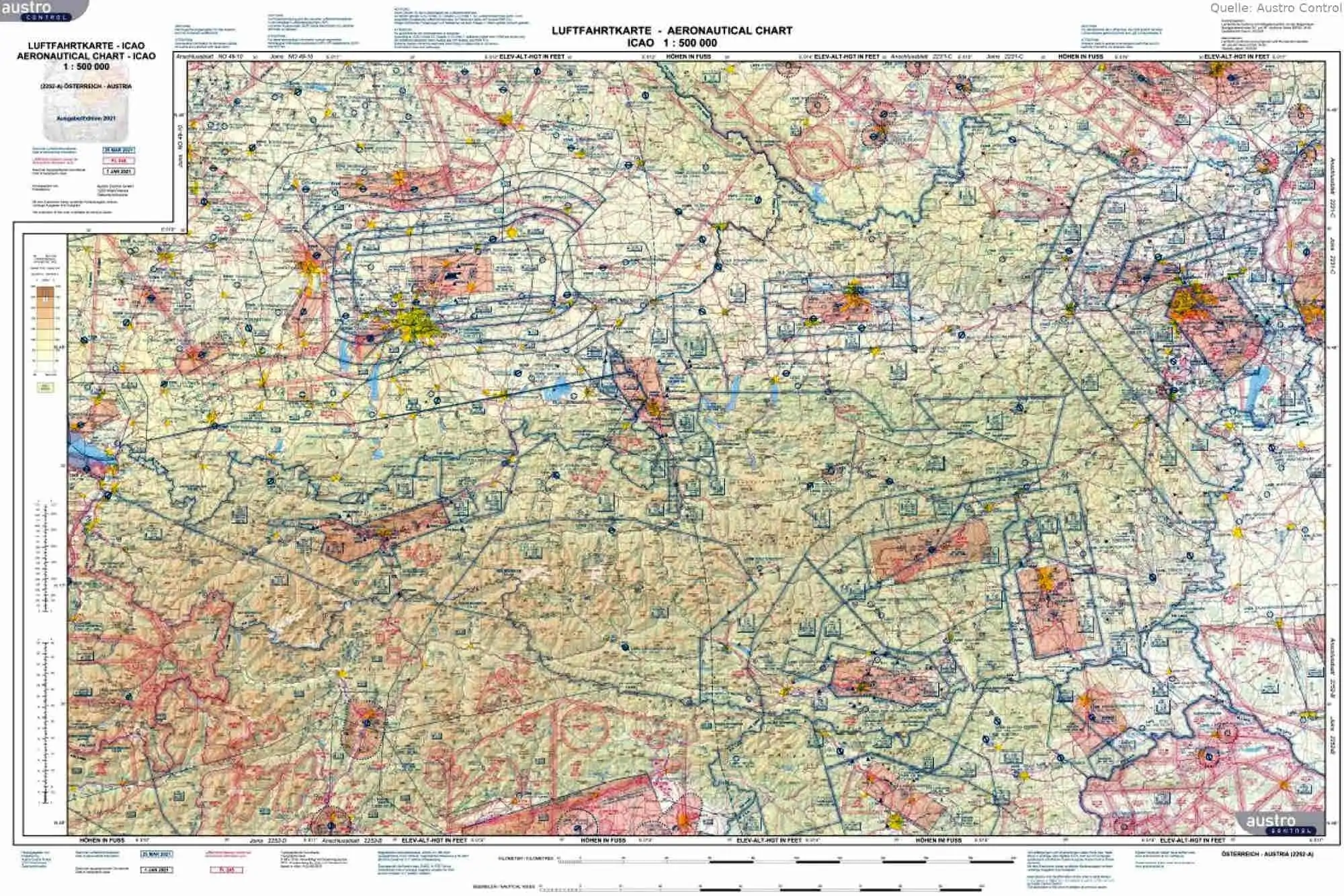 Digitale Luftfahrtkarte von Austro Control – ICAO 1:500.000