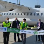 Premiere und feierliche Begruessung der neuesten deutschen Fluggesellschaft Green Airlines am Paderborn-Lippstadt Airport.