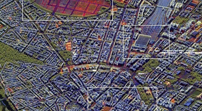 Radarbild-Analysetool RADIAN deutet Satellitenbilder künftig mit KI Mit RADIAN verarbeitete TerraSAR-X-Zeitserie über München: Mit RADIAN zu einem Falschfarbenbild verarbeitete TerraSAR-X Zeitserie über München, aufgebaut aus 50 Aufnahmen über ein Jahr. Rot: Über den Zeitraum sich verändernde Strukturen; Grün: Vegetation; Blau: Statische Strukturen.