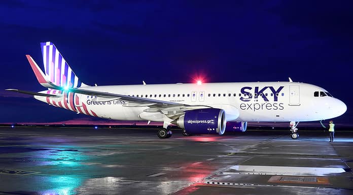 SKY express fliegt von Dortmund nach Heraklion (Kreta) Erstflug der SKY express mit Airbus A320neo nach Heraklion (HER).