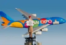 Emirates lässt Expo-A380 über Dubai fliegen