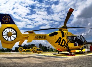 "Christoph 33" der ADAC Luftrettung in der Niederlausitz