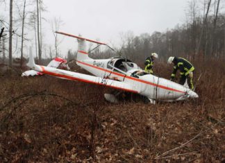 Absturzstelle einer DV-1 Skylark von DOVA Aircraft in Waldgebiet bei Brakel-Frohnhausen