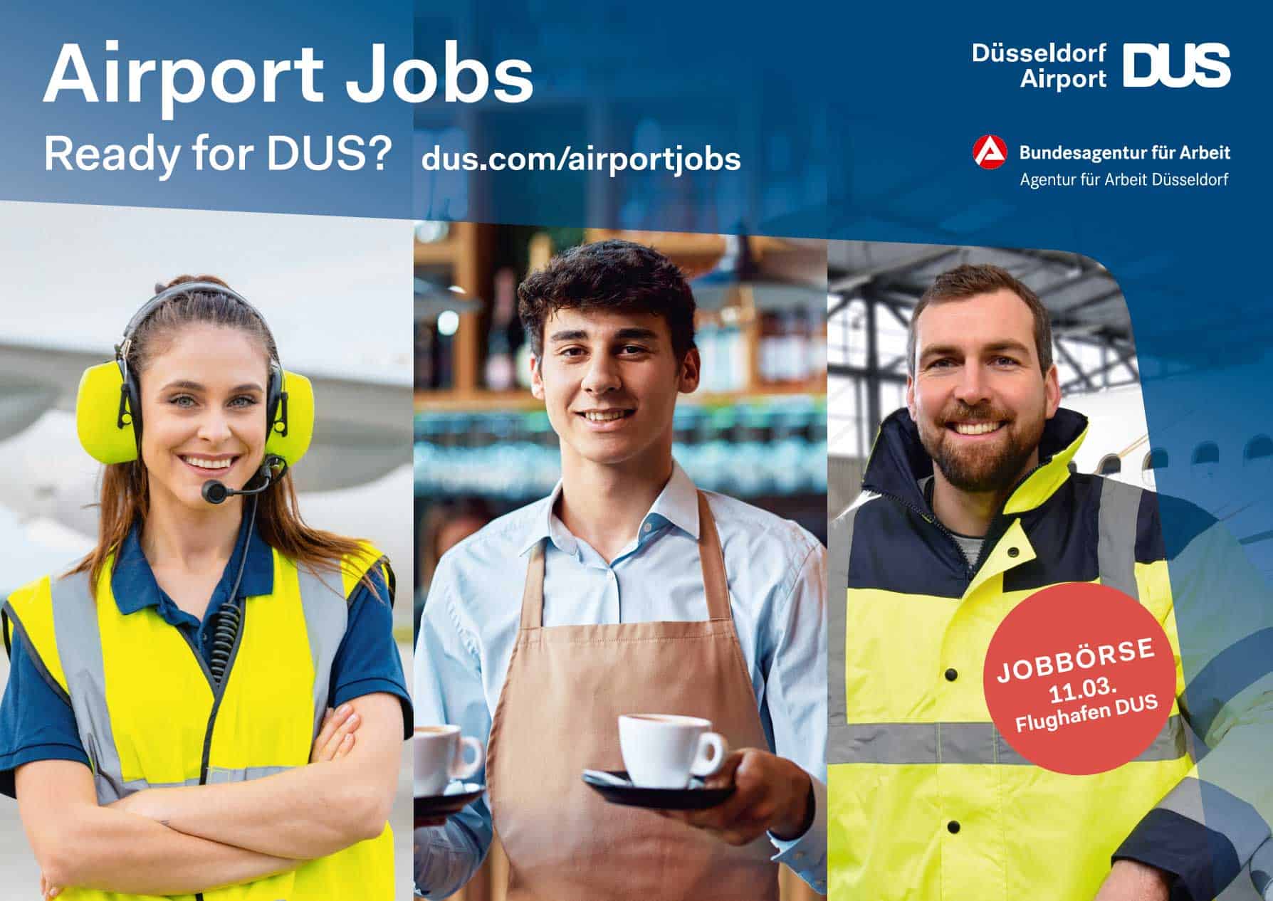 Recruiting-Kampagnenmotiv des Düsseldorf Airport und der Agentur für Arbeit Düsseldorf