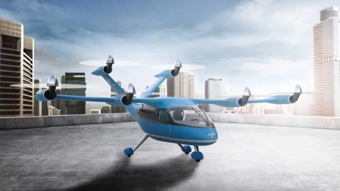 Design eines Tiltrotor-Lufttaxis mit sechs schwenkbaren Rotoren. Ausgelegt ist dieses Konzept für vier Passagiere und eine Reichweite bis 100 Kilometer. Die maximale Abflugmasse beträgt 2.000 Kilogramm, die Nutzlast 360 Kilogramm und die Reisefluggeschwindigkeit 200 Stundenkilometer.