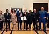 Artemis-Programm - Gemeinsam für eine friedliche Erkundung des Weltraums: Der deutsche ESA-Astronaut Matthias Maurer, Stellvertretende NASA-Administratorin Pam Melroy, Exekutivsekretär des Nationalen Weltraumrates Chirag Parikh, Koordinatorin der Bundesregierung für die deutsche Luft- und Raumfahrt, Dr. Anna Christmann, NASA-Administrator Bill Nelson, Generaldirektor der Deuschen Raumfahrtagentur im DLR, Dr. Walther Pelzer, Unterabteilungsleiterin für Ozeane, Internationale Umweltentwicklung und Wissenschaftliche Angelegenheiten im US-Außenminsiterium, Jennifer R. Littlejohn, Deutscher Botschafter in den USA, Andreas Michaelis, und der deutsche ESA-Astronaut Alexander Gerst posieren für ein Gruppenbild in der Residenz des Deutschen Botschafters in Washington (von links).