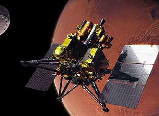 MMX-Raumsonde: Die MMX-Raumsonde besteht aus drei Modulen. Das Erkundungsmodul hat Landebeine, Probennehmer und einige Instrumente sowie den MMX-Rover an Bord. Das Erkundungsmodul ist mit dem Rückkehrmodul und mit der Probenrückholkapsel verbunden, die wiederum mit dem Antriebsmodul verbunden ist, das mit Treibstofftanks und Raketentriebwerken ausgestattet ist.