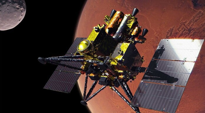 MMX-Mission: Rover IDEFIX landet auf Marsmond Phobos MMX-Raumsonde: Die MMX-Raumsonde besteht aus drei Modulen. Das Erkundungsmodul hat Landebeine, Probennehmer und einige Instrumente sowie den MMX-Rover an Bord. Das Erkundungsmodul ist mit dem Rückkehrmodul und mit der Probenrückholkapsel verbunden, die wiederum mit dem Antriebsmodul verbunden ist, das mit Treibstofftanks und Raketentriebwerken ausgestattet ist.