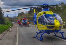 Vier Rettungshubschrauber bei Großeinberatsatz im Schwarzwald Christoph 41 und Christoph 54 eilen zu Großeinsatz im Schwarzwald, hohe Einsatzbereitschaft.