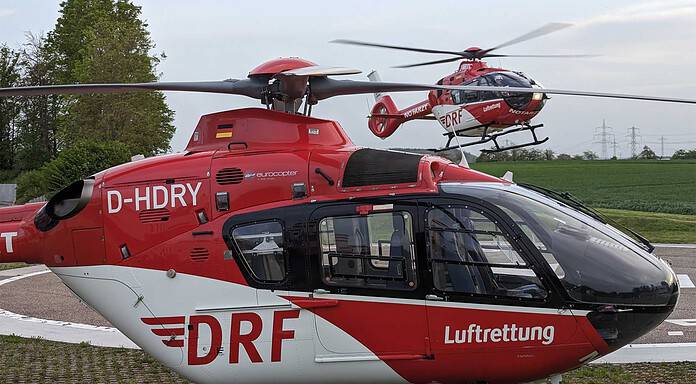 Neuer Rettungshubschrauber H135 in Leonberg im Einsatz Musterwechsel an der DRF-Station in Leonberg