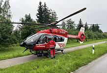 Christoph München sucht vermissten Feuerwehrmann Überflutungen in Bayern: Christoph München unterstützt Suche nach vermisster Person aus der Luft (Quelle: DRF Luftrettung)